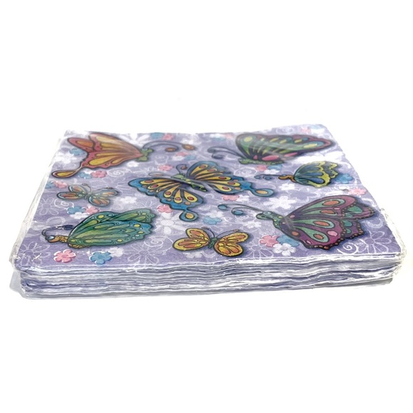 Vintage Y2K 2000s Purple Butterfly Beverage Napkins Pack of 16 Party Girly Blue - Picture 5 of 7